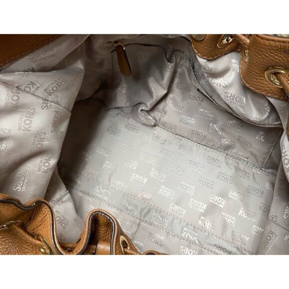 Michael Kors Brown Leather Camden Drawstring Shoulder Tote, Classic Tassels - Picture 10 of 11